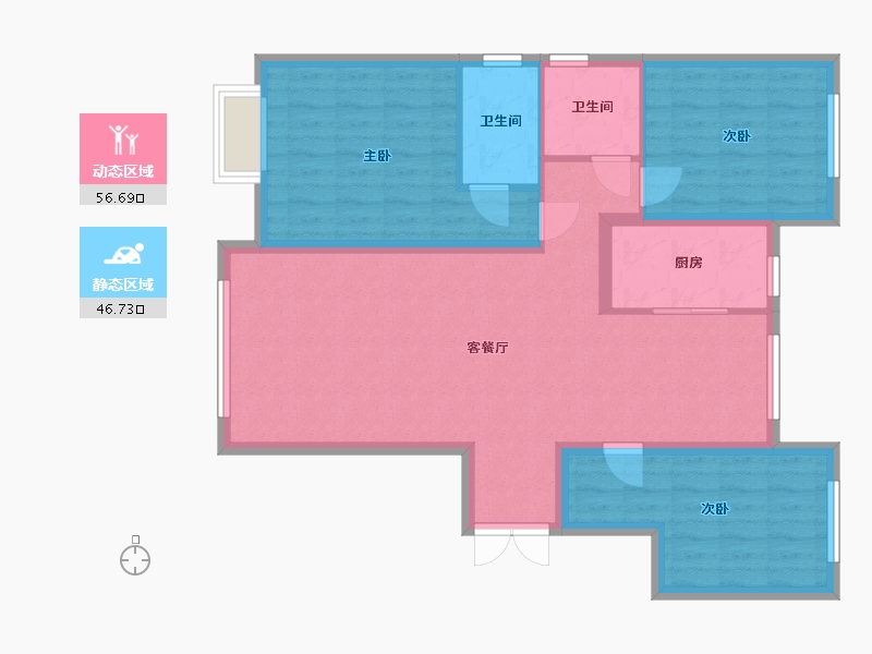 甘肃省-兰州市-世茂宏建云煦园-103.00-户型库-动静分区