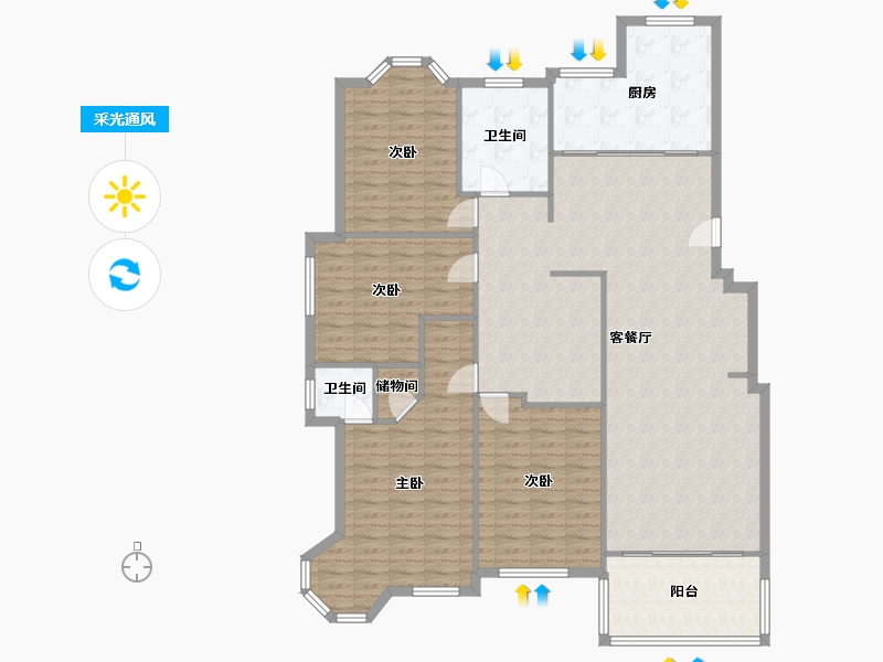 江苏省-扬州市-莱茵苑-144.68-户型库-采光通风