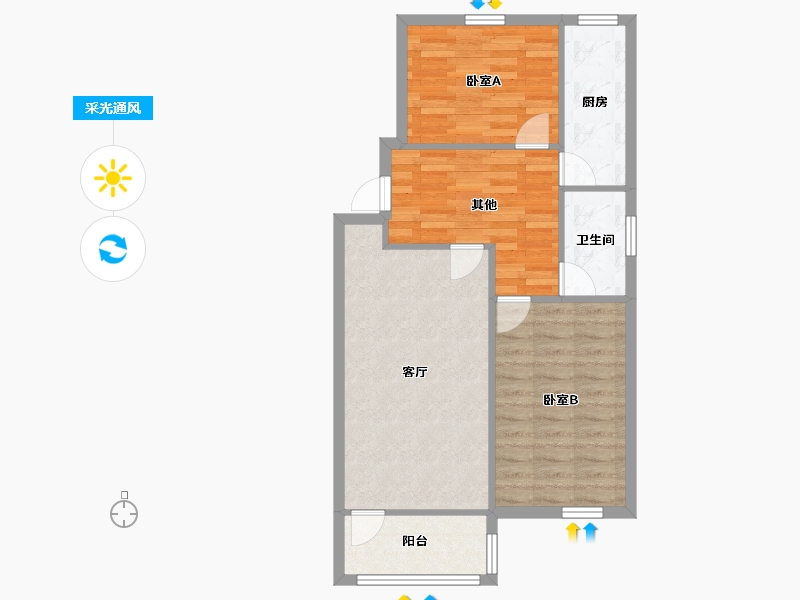 北京-北京市-万树园-70.72-户型库-采光通风