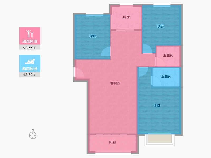 陕西省-西安市-辰宇世纪城-96.00-户型库-动静分区