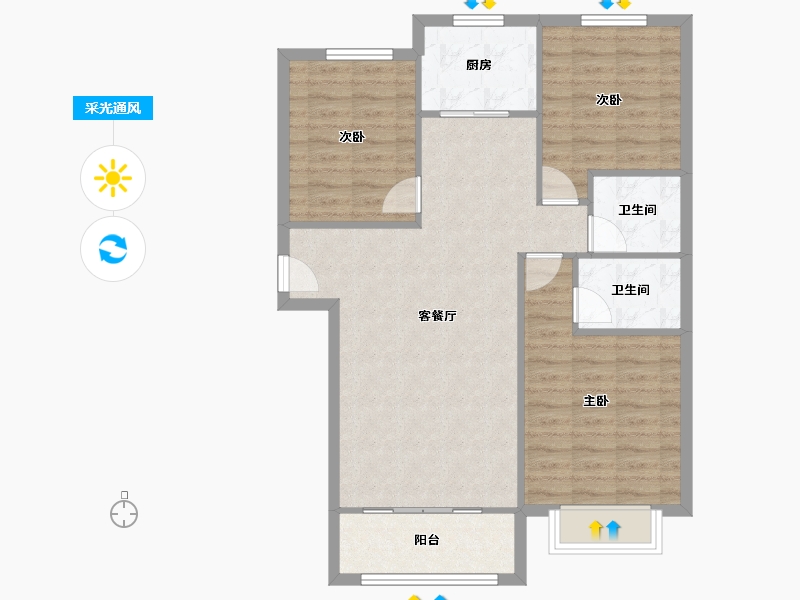 陕西省-西安市-辰宇世纪城-96.00-户型库-采光通风