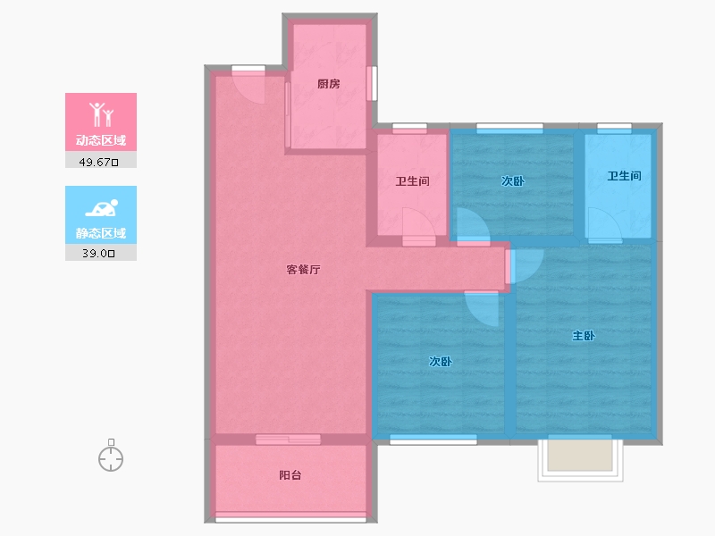 湖南省-常德市-保利时代-87.20-户型库-动静分区