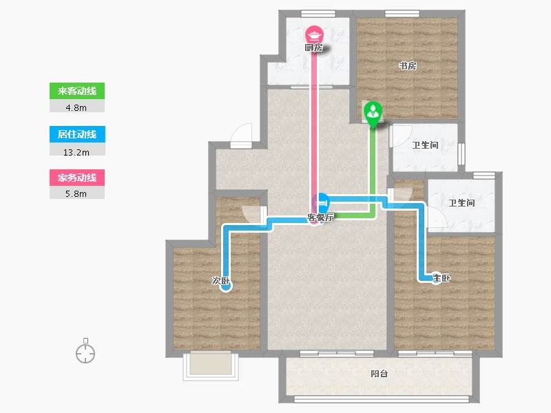 陕西省-西安市-周至龙记观园-110.40-户型库-动静线