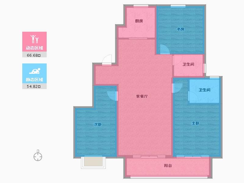 陕西省-西安市-周至龙记观园-110.40-户型库-动静分区