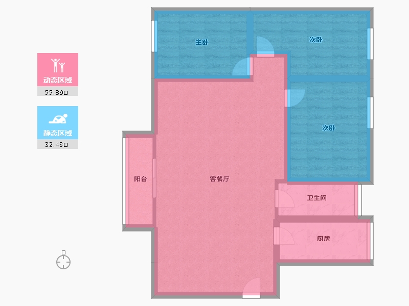 广东省-佛山市-万达华府-78.62-户型库-动静分区