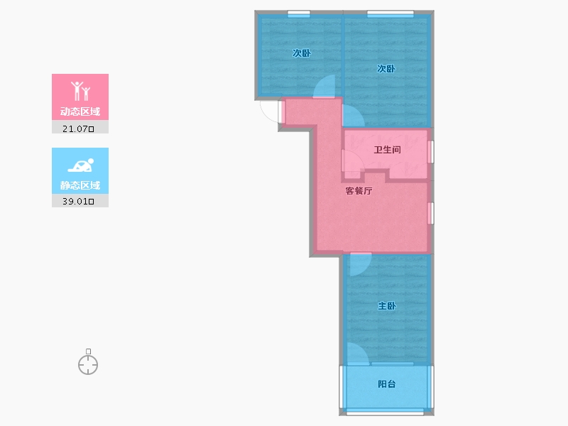 江苏省-南京市-湖畔小区-53.55-户型库-动静分区