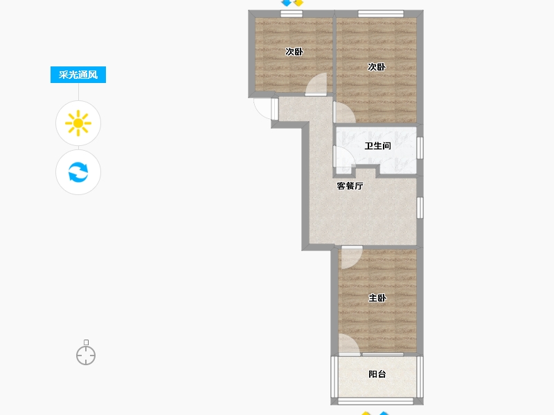 江苏省-南京市-湖畔小区-53.55-户型库-采光通风