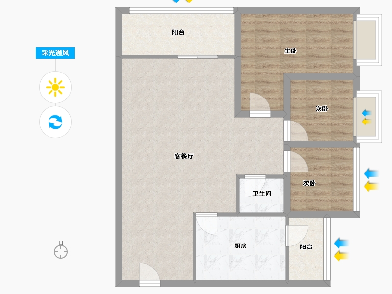 广东省-佛山市-万达华府-81.33-户型库-采光通风