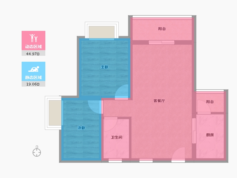 广东省-佛山市-云山峰境花园-56.53-户型库-动静分区