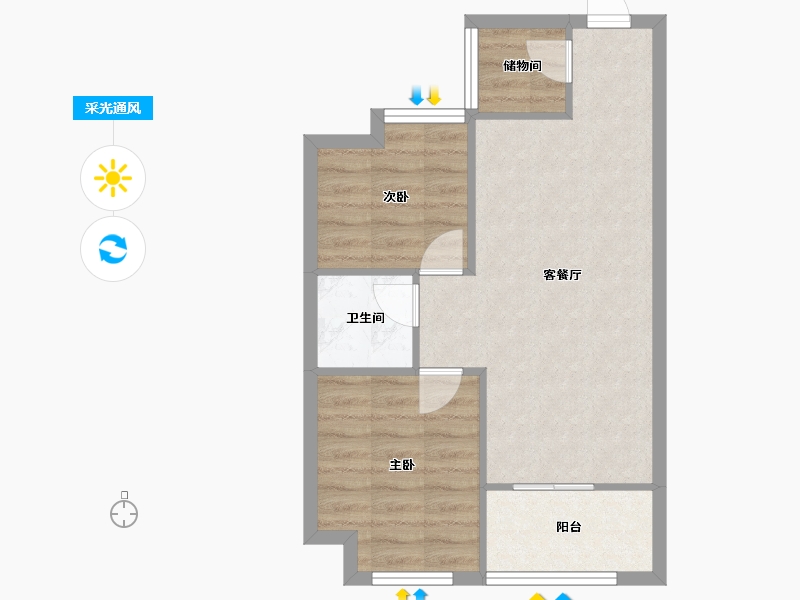 福建省-福州市-大洋鹭洲龙园-53.76-户型库-采光通风