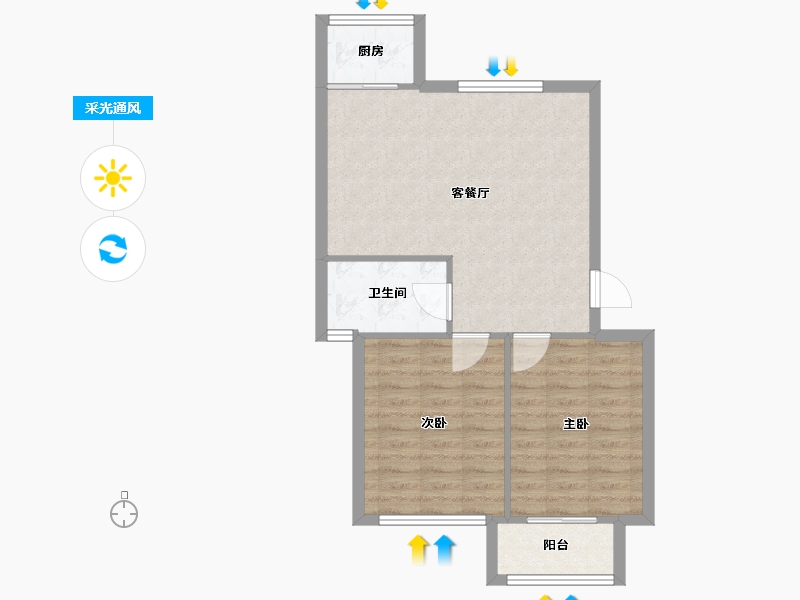 陕西省-咸阳市-秦宝小区东区-65.00-户型库-采光通风