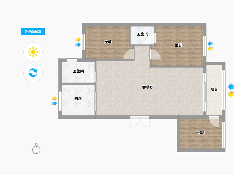 辽宁省-大连市-城市荣域-89.00-户型库-采光通风