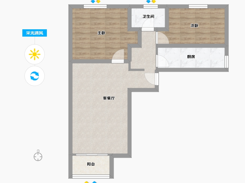 北京-北京市-望春园-59.67-户型库-采光通风
