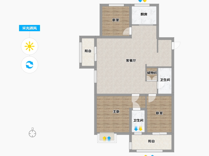 江苏省-淮安市-上淮府-107.98-户型库-采光通风