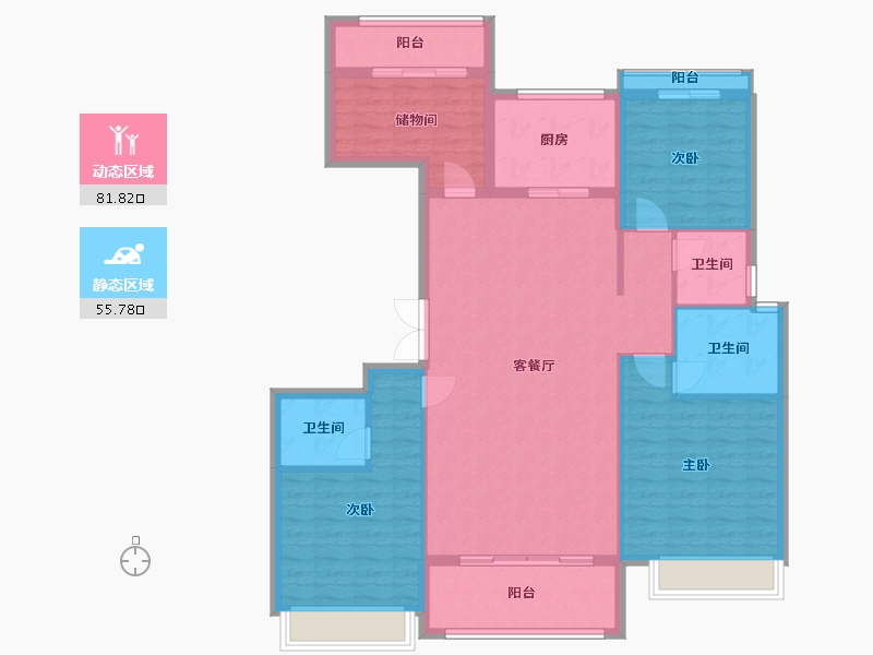 浙江省-嘉兴市-巨成悦湖湾-127.20-户型库-动静分区