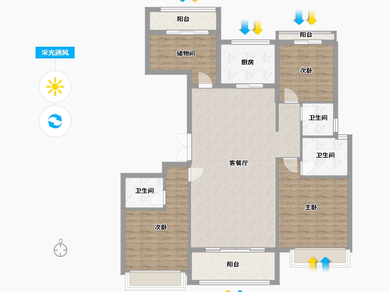 浙江省-嘉兴市-巨成悦湖湾-127.20-户型库-采光通风