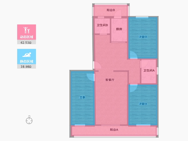 北京-北京市-东关南里-89.24-户型库-动静分区