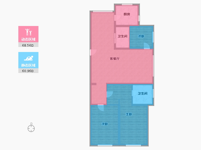 内蒙古自治区-呼和浩特市-巨华锦绣园-124.54-户型库-动静分区