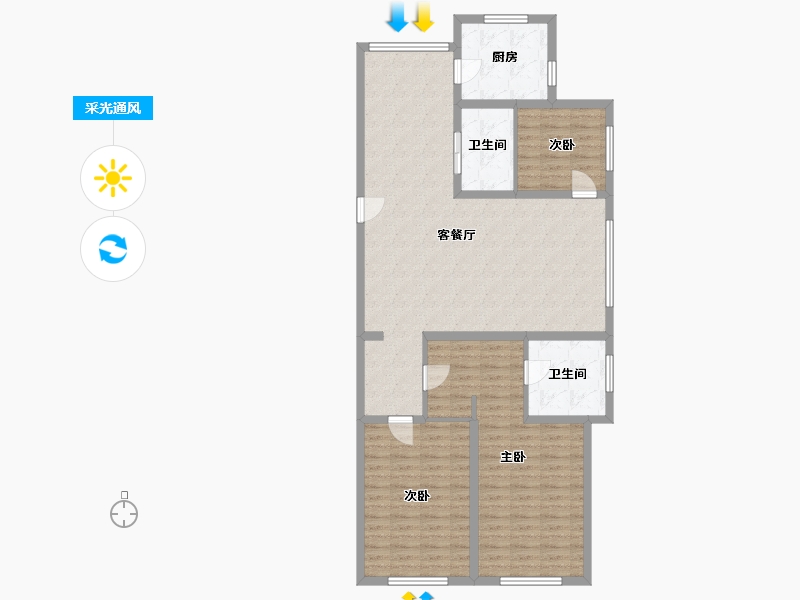 内蒙古自治区-呼和浩特市-巨华锦绣园-124.54-户型库-采光通风