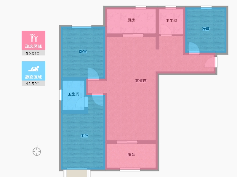 陕西省-宝鸡市-荣华公馆-99.77-户型库-动静分区