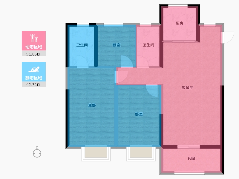 陕西省-西安市-苏宁云著-93.00-户型库-动静分区