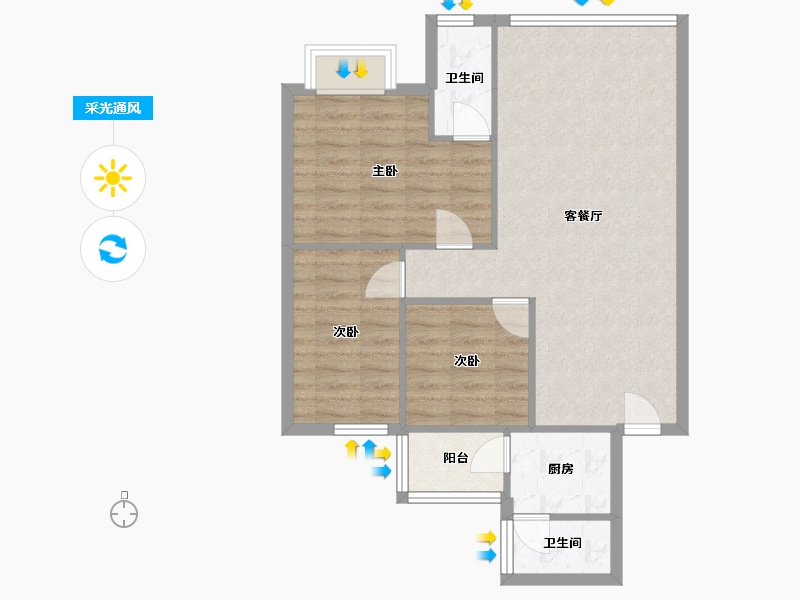 广东省-佛山市-碧翠豪城-73.88-户型库-采光通风