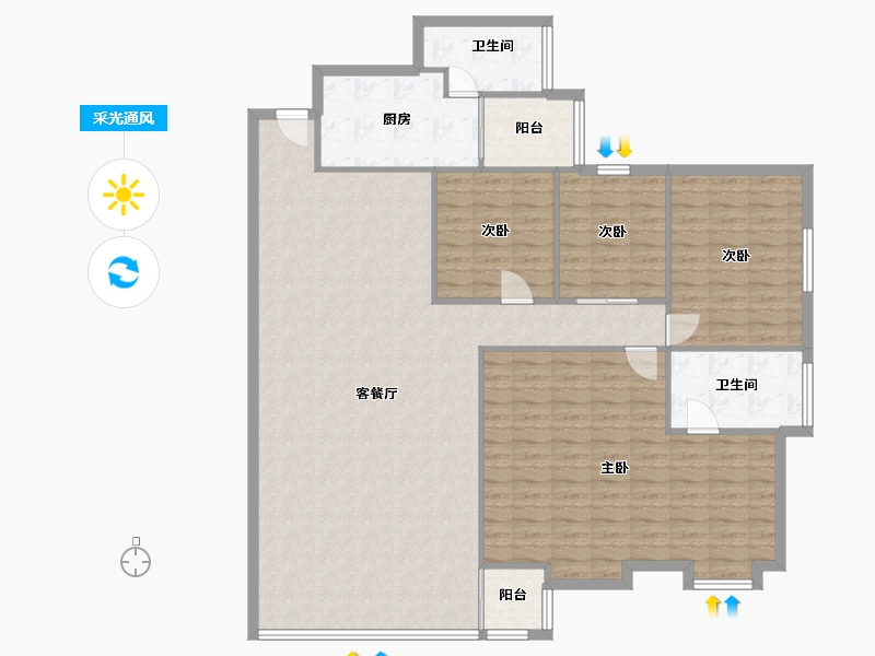 广东省-佛山市-碧翠豪城-152.18-户型库-采光通风