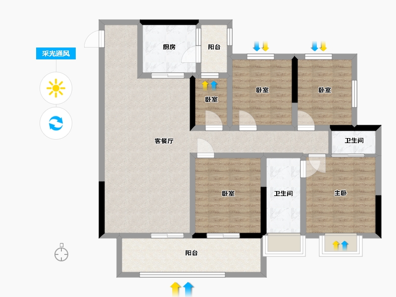 贵州省-铜仁市-元利山居-108.80-户型库-采光通风