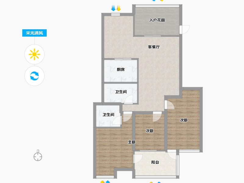 福建省-福州市-融信第一城-102.77-户型库-采光通风