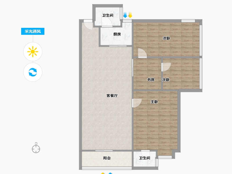 广东省-佛山市-碧翠豪城-106.85-户型库-采光通风