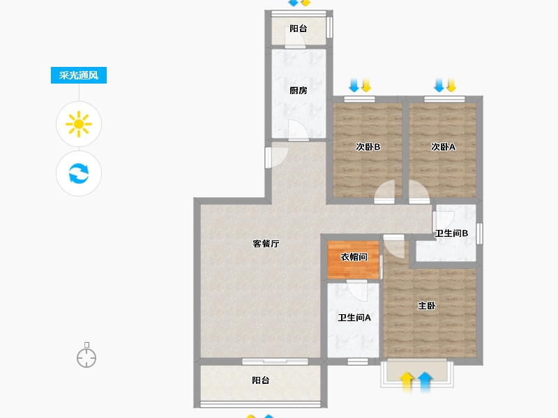 北京-北京市-和成璟园-95.75-户型库-采光通风