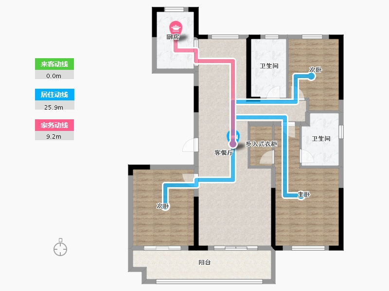 江苏省-盐城市-幸福里-128.62-户型库-动静线