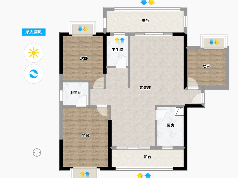 湖南省-郴州市-福城明珠-102.00-户型库-采光通风