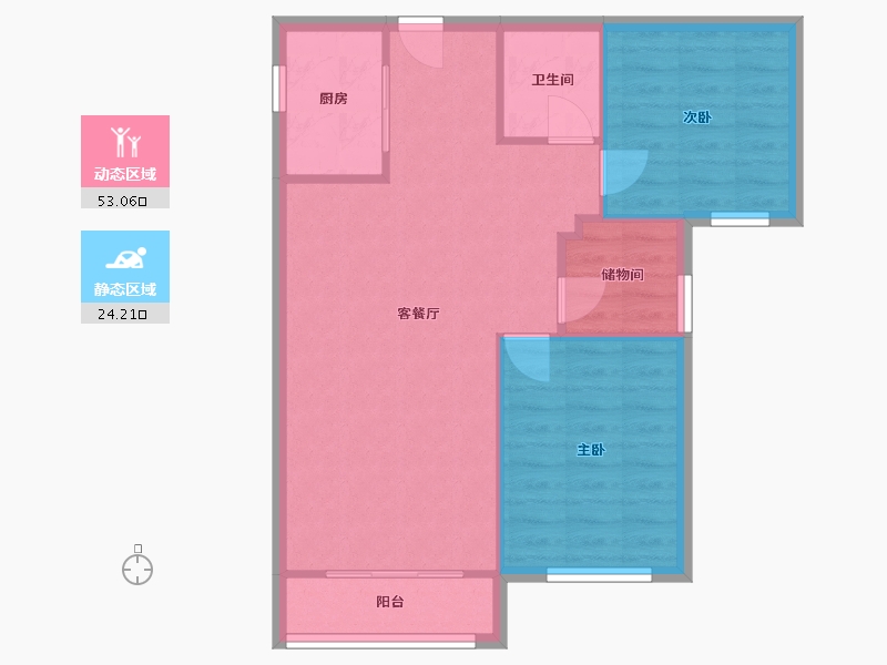 福建省-福州市-大洋鹭洲龙园-70.62-户型库-动静分区