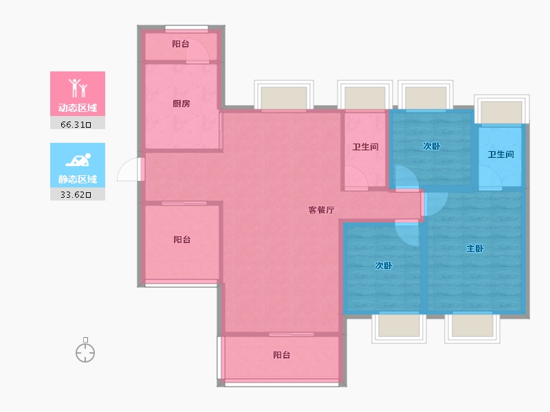 广东省-佛山市-云山峰境花园-89.18-户型库-动静分区