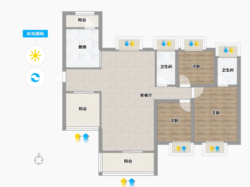 广东省-佛山市-云山峰境花园-89.18-户型库-采光通风