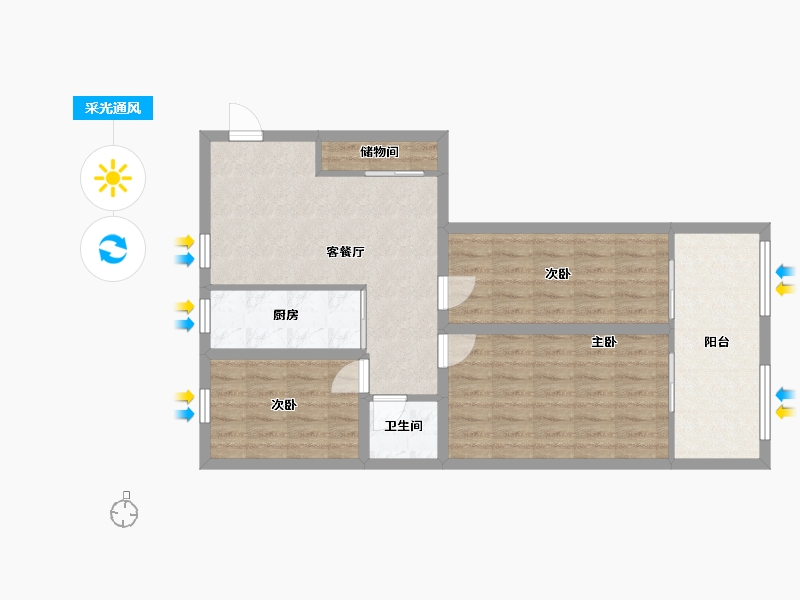 福建省-福州市-双龙花园-75.99-户型库-采光通风