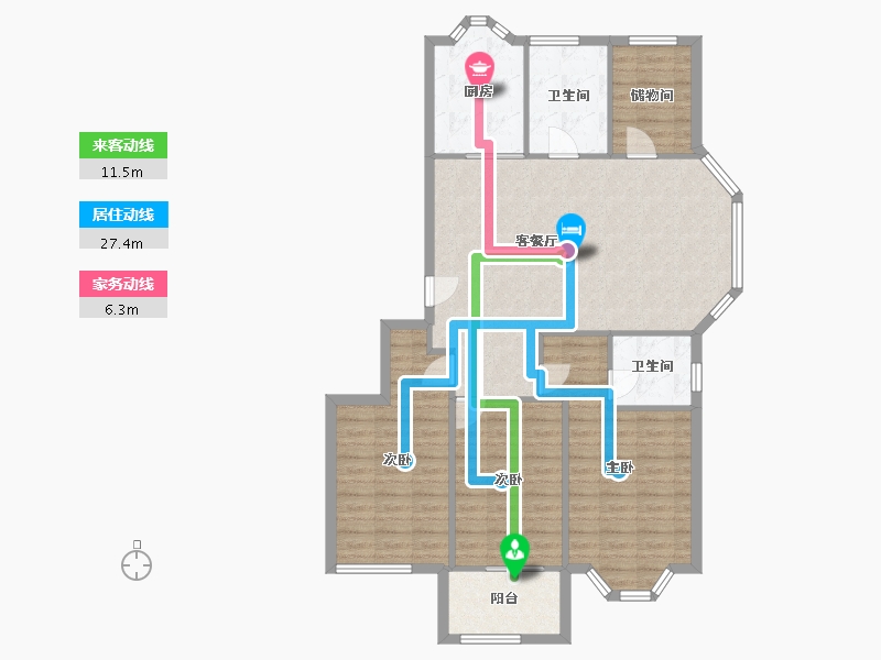 安徽省-芜湖市-香樟城市花园-110.03-户型库-动静线