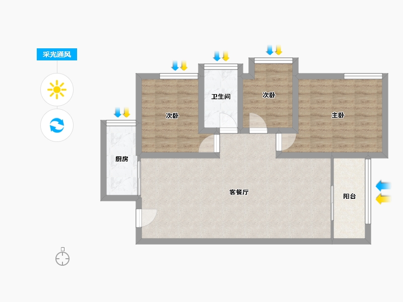 广东省-佛山市-中海金沙湾-72.27-户型库-采光通风