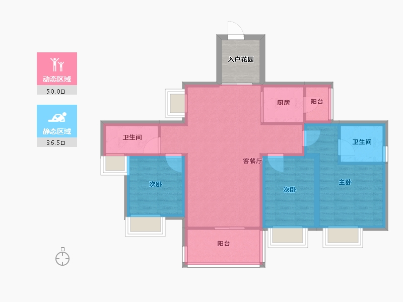 广东省-佛山市-云山峰境花园-80.85-户型库-动静分区