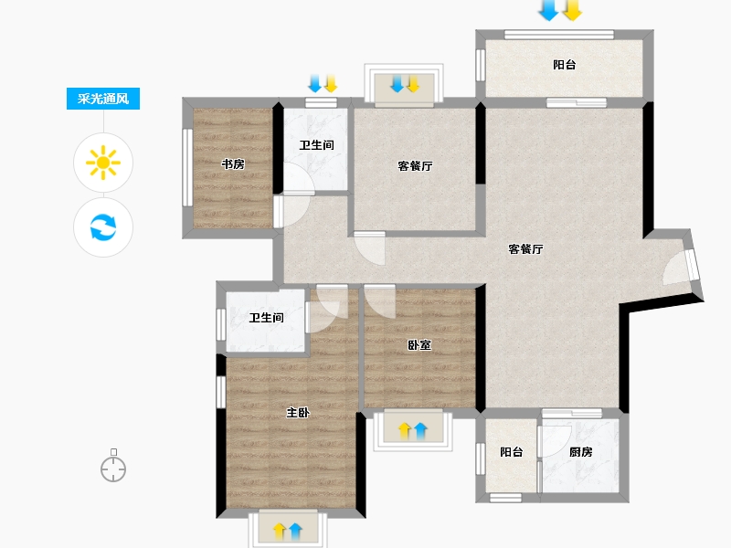 广西壮族自治区-南宁市-大都皓园-96.00-户型库-采光通风