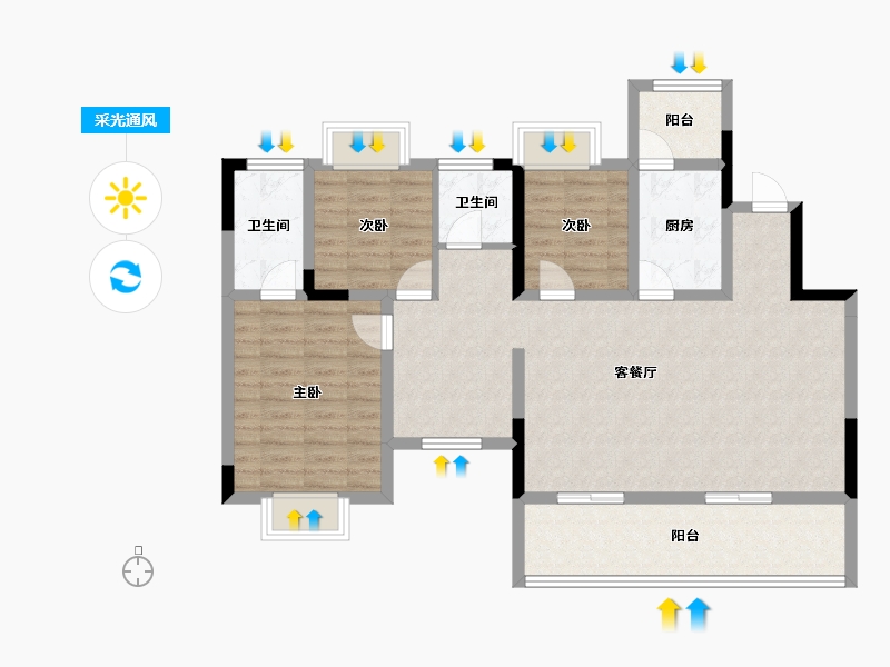 重庆-重庆市-中昂新天地-101.02-户型库-采光通风