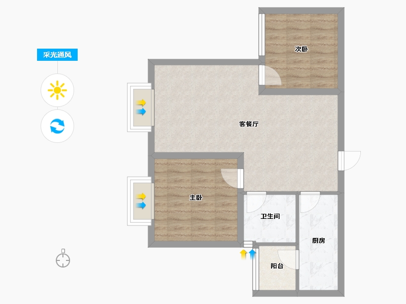 贵州省-贵阳市-德润小区-62.31-户型库-采光通风