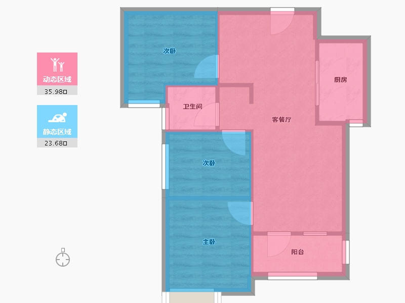 湖北省-武汉市-金地悦江时代骊湾-53.52-户型库-动静分区