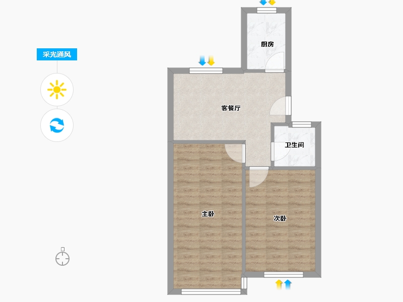 江苏省-无锡市-新桥花园-55.00-户型库-采光通风