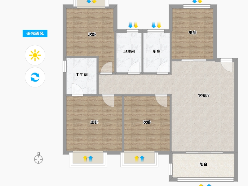 浙江省-嘉兴市-秋江花苑-99.12-户型库-采光通风