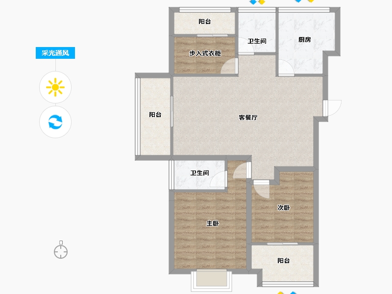 江苏省-常州市-弘阳上城-90.85-户型库-采光通风