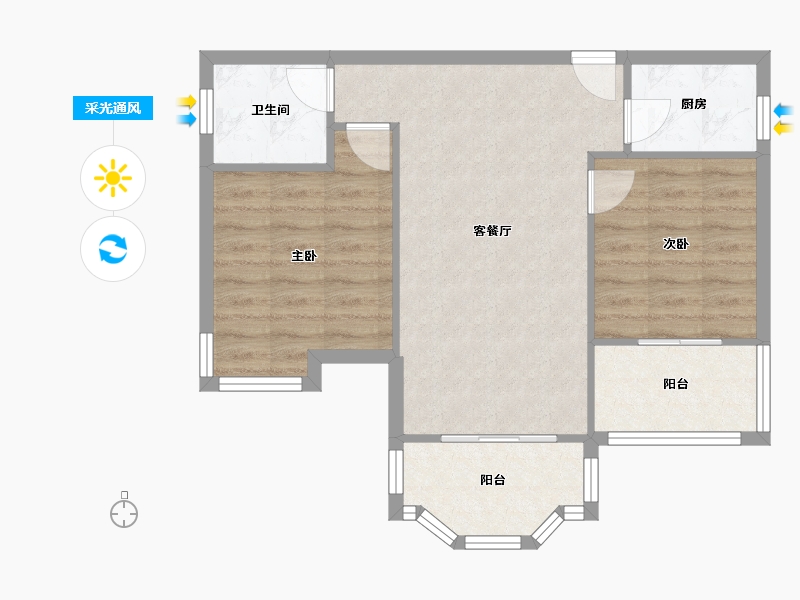 浙江省-嘉兴市-秋江花苑-64.02-户型库-采光通风