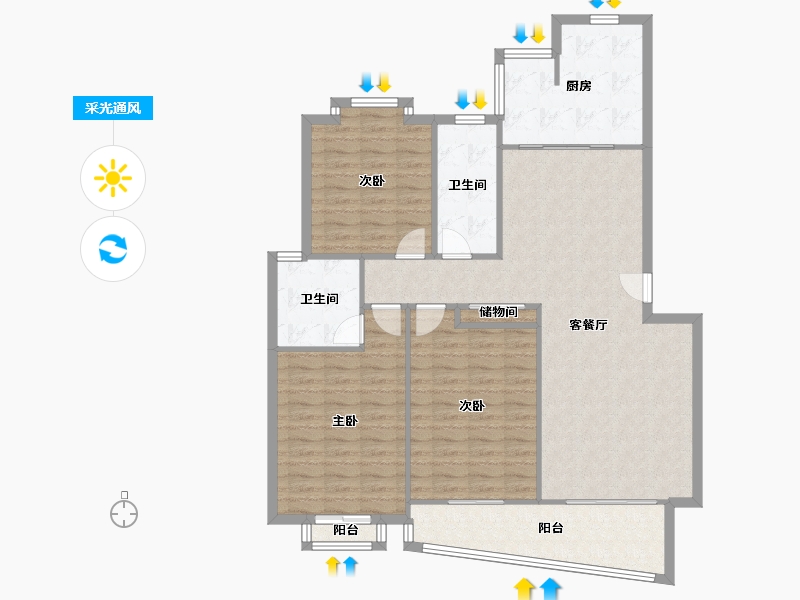 江苏省-无锡市-红山花园-120.30-户型库-采光通风