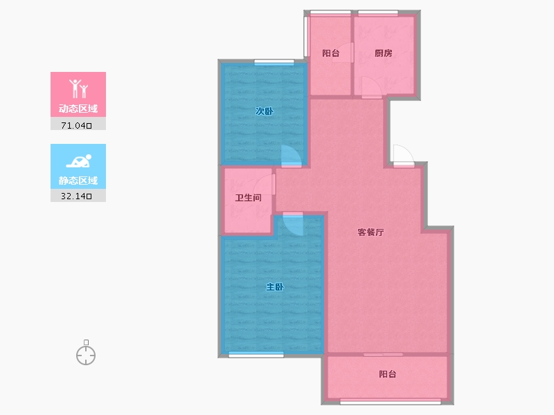 黑龙江省-哈尔滨市-学伟国际城-92.92-户型库-动静分区